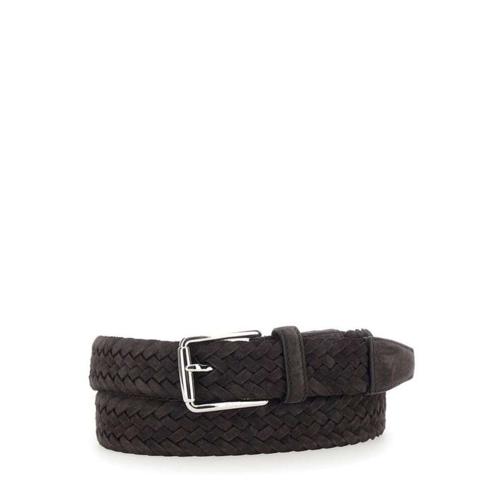 Tod's Men Suede Belt With Buckle And Metal Details Brown Men